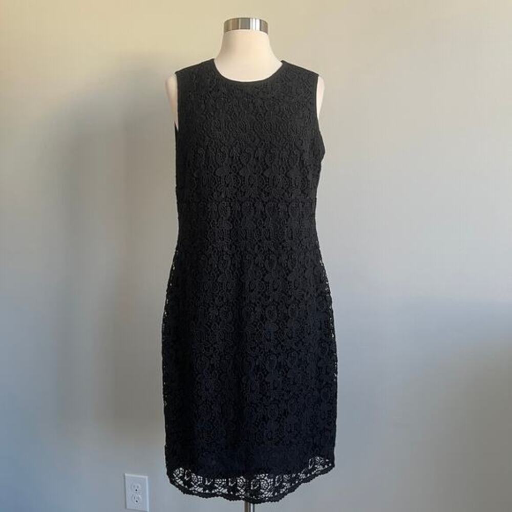 Calvin Klein Lace Overlay Sheath Dress Sleeveless‎ Black 10